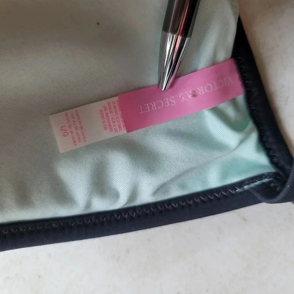 Victorias Secret Beach Sexy Mint 6TK Triangle Bikini String Stitched Swim Top l - Picture 7 of 14